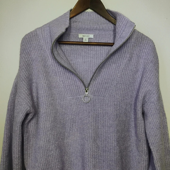 Nine West Lavender 1/4 Zip Ribbed Knit Oversized Pullover Sweater Size Small - Picture 4 of 14